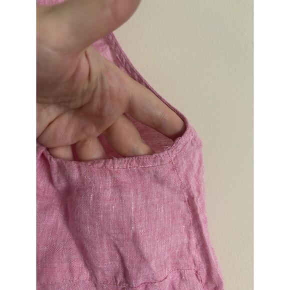 Talbots Plus 3X 100% LINEN Sleeveless Tunic Top Pink Split V Neck Lagenlook - Picture 4 of 6
